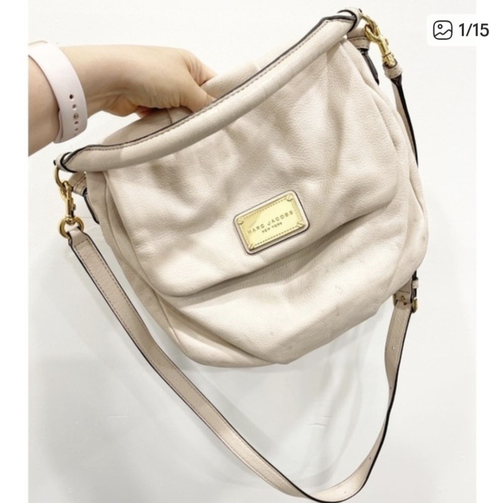 Marc Jacobs Classic Leather Saddle Bag Ivory Cream
